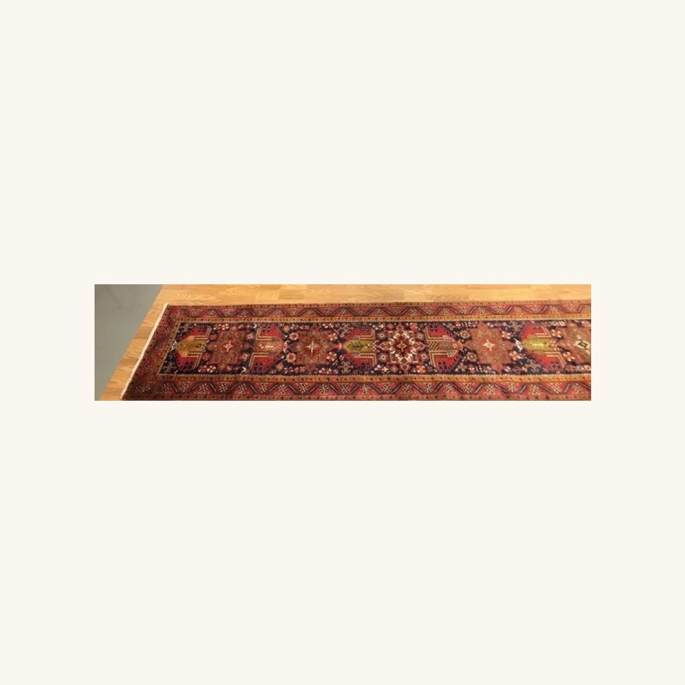 3.3 x 14.3 Runner Semi Antique Geometric Kazak Hand Knotted Wool