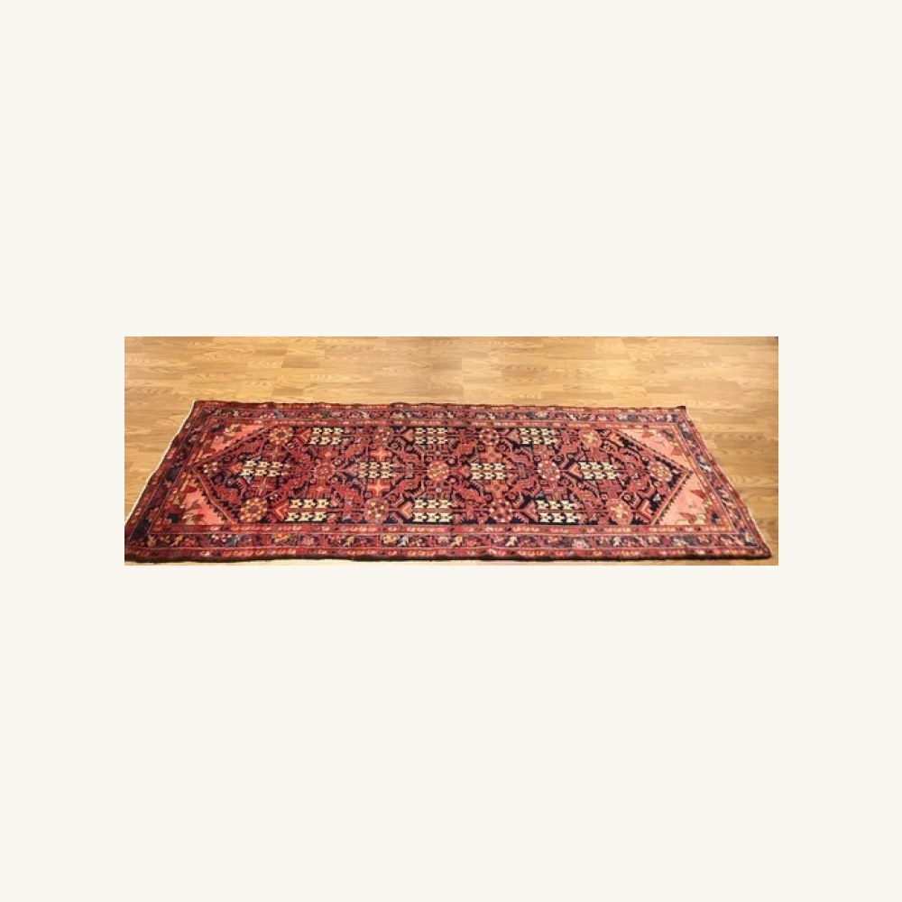 3.5 x 10.2 Runner Antique Geometric Malayer Hand Knotted Wool Vegetable Dye
