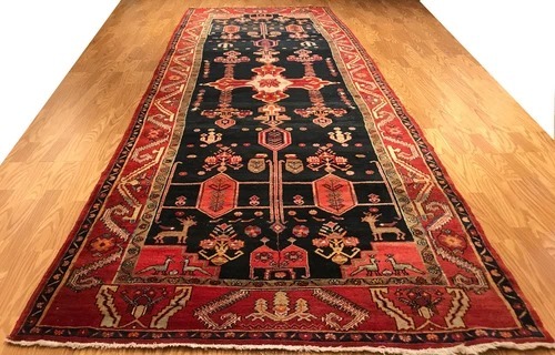5 x 14 Runner Antique Semi Geometric Malayer Hand Knotted Wool Vegetable Dye