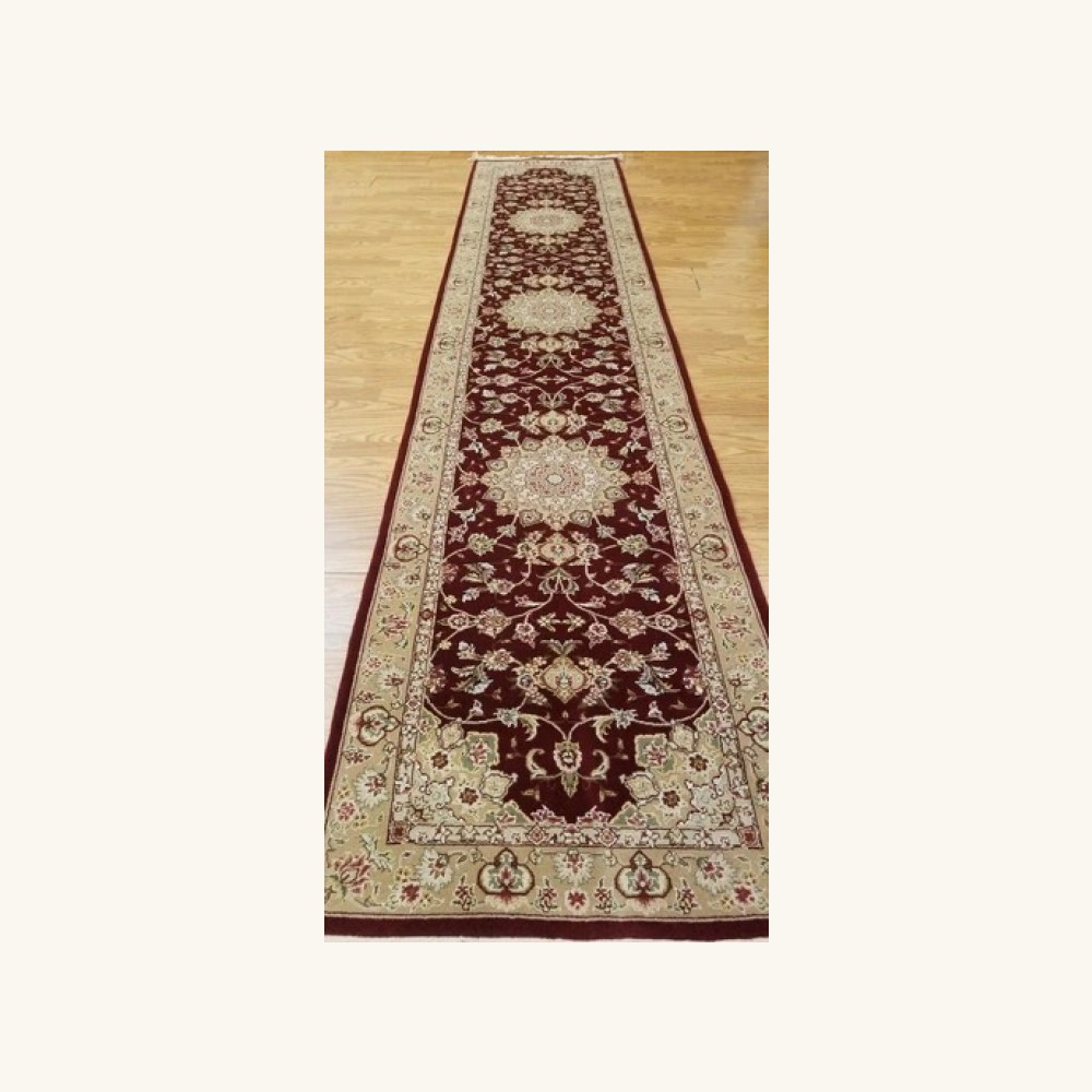 2.6 x 12 Beautiful High Quality Handmade Soft Wool & Silk Oriental Runner