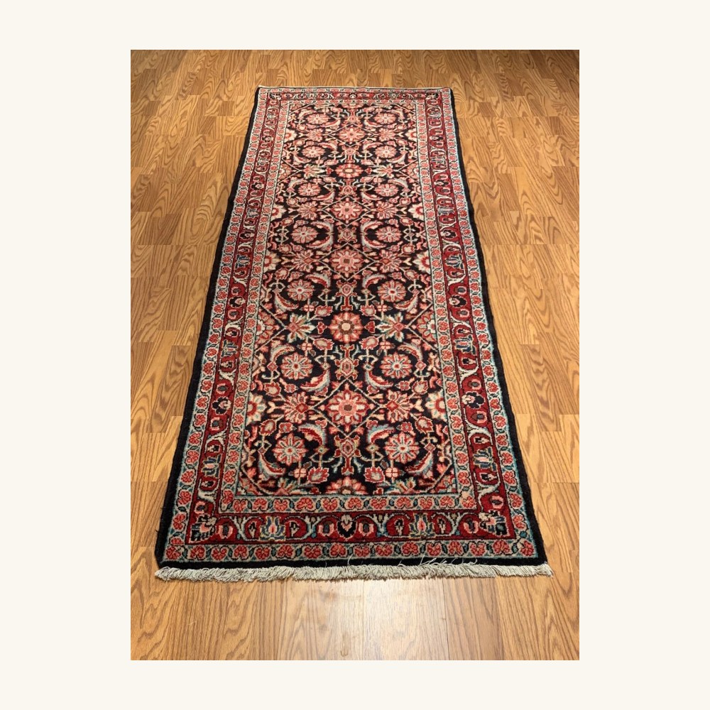 3.6 x 10.1 Vintage Hand Knotted 100% Wool Vegetable Dye Area Rug