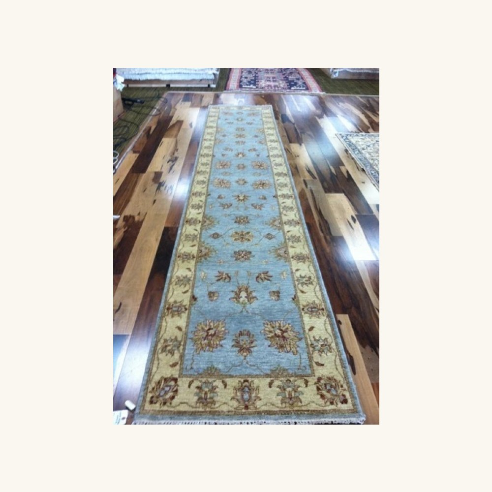 2.6 x 12 Pak Peshavar Vegetable Dye Hand Knotted Oriental Rug Wool