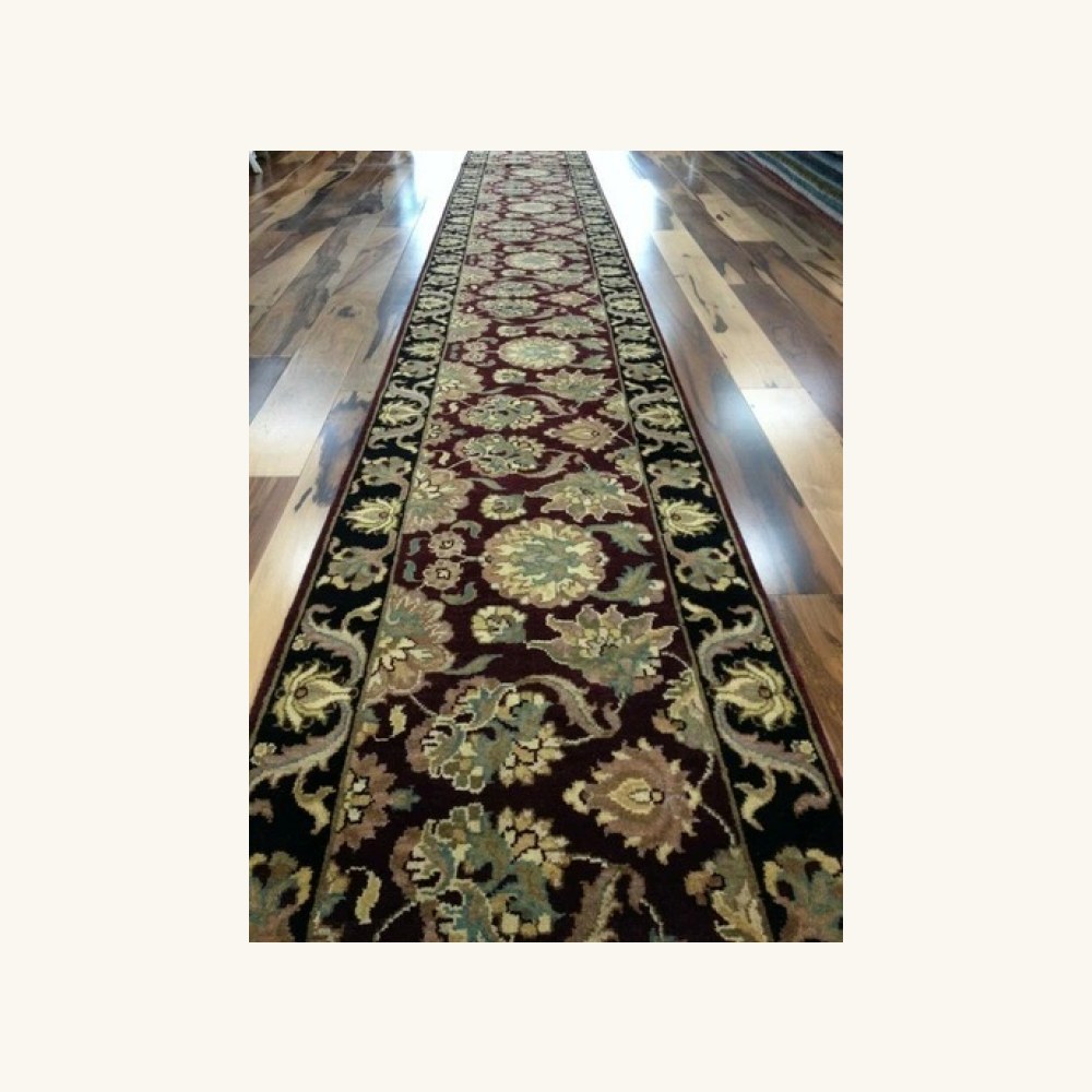 2x19 Vintage Hand Knotted Wool Runner Oriental Rug Indo Agra Hallway Area Rug