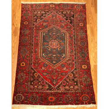 Red Vintage Geometric Area Rug Red